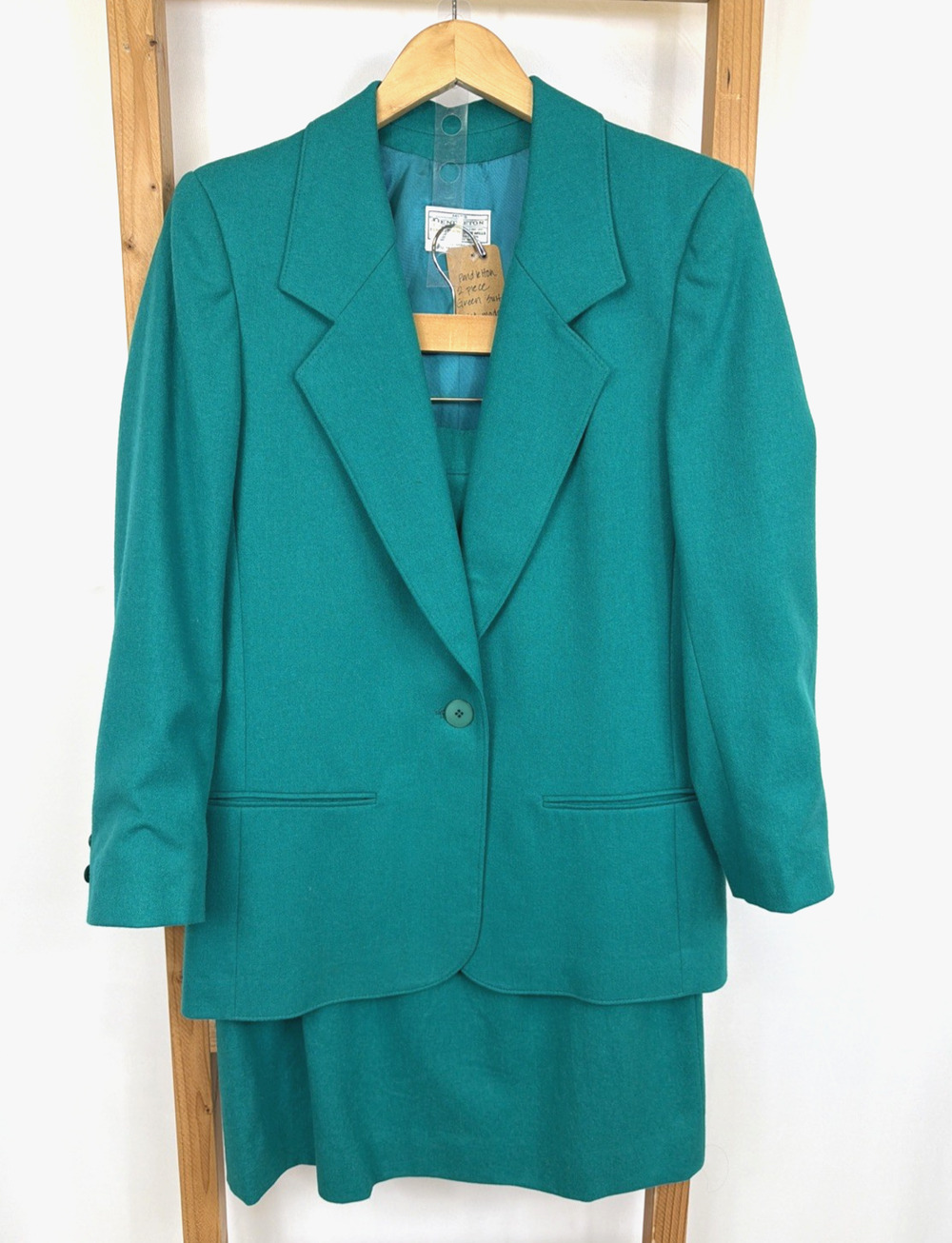 Pendleton Size 10 Turquoise 100% Virgin Wool Blazer & Skirt Suit Set Womens MED